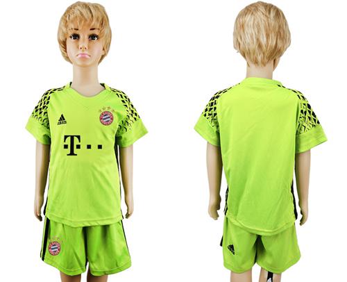 Bayern Munchen Blank Shiny Green Goalkeeper Kid Soccer Club Jersey